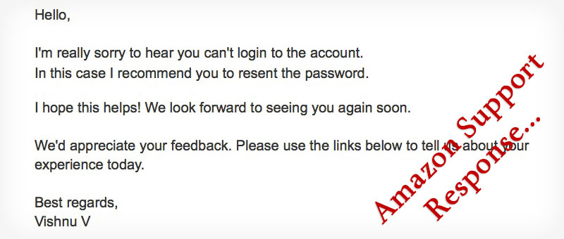 errore centrale di ripristino password amazon